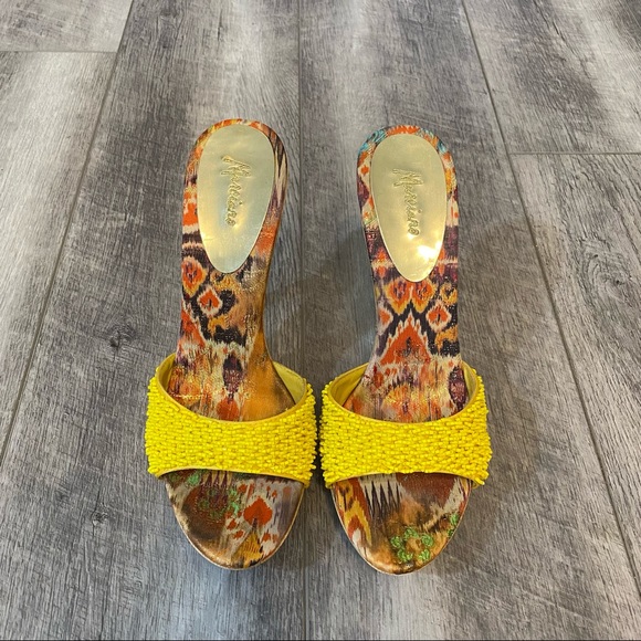 Marciano Yellow Beaded Heels | Womens US 10 - Picture 3 of 11
